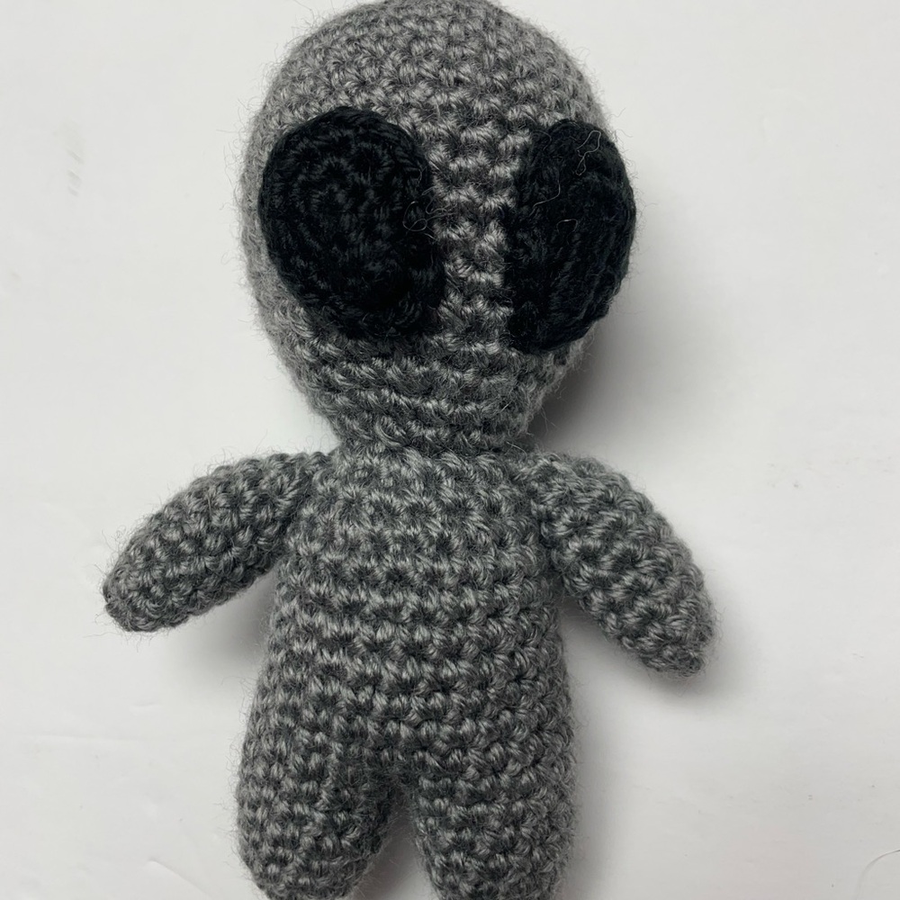 Gray Crochet Alien Plush